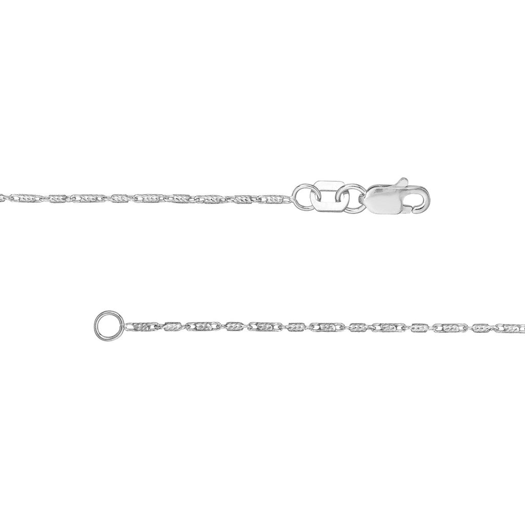Lumacina 0.95mm Diamond Cut Tube Bead 14K White Gold Chain with Lobster Lock 18" - Image 4 of 4