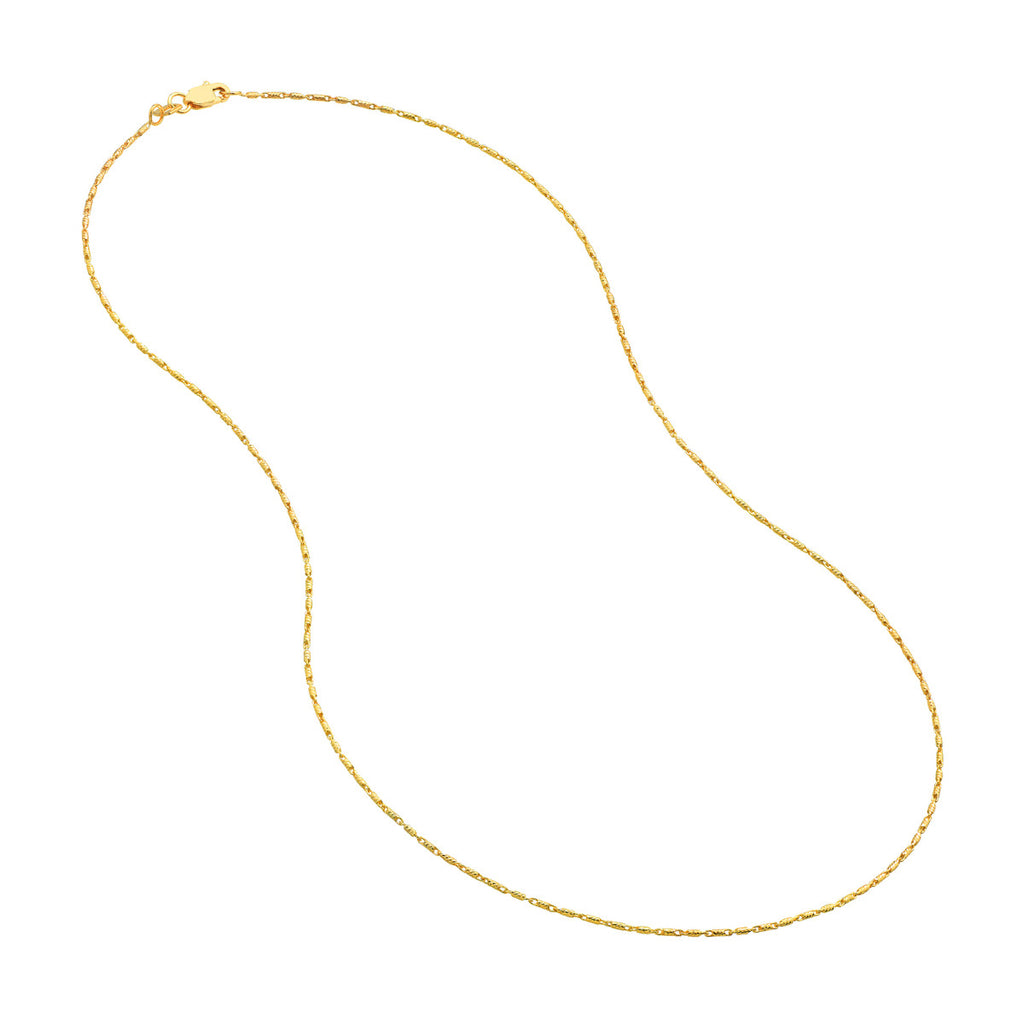 Lumacina 0.95mm Diamond Cut Tube Bead 14K Yellow Gold Chain with Lobster Lock 18" - Image 1 of 4