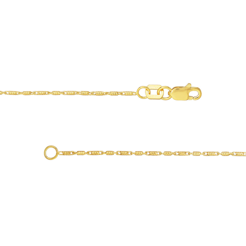 Lumacina 0.95mm Diamond Cut Tube Bead 14K Yellow Gold Chain with Lobster Lock 18" - Image 2 of 4