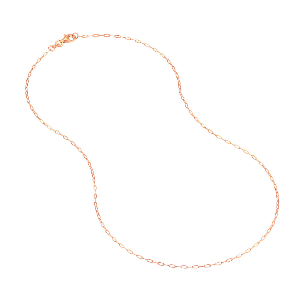 Paper Clip Chain 1.25mm 14k Rose Gold with Pear Shape Lobster Lock - Image 1 of 4