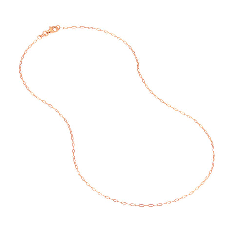Paper Clip Chain 1.25mm 14k Rose Gold with Pear Shape Lobster Lock - Image 1 of 4
