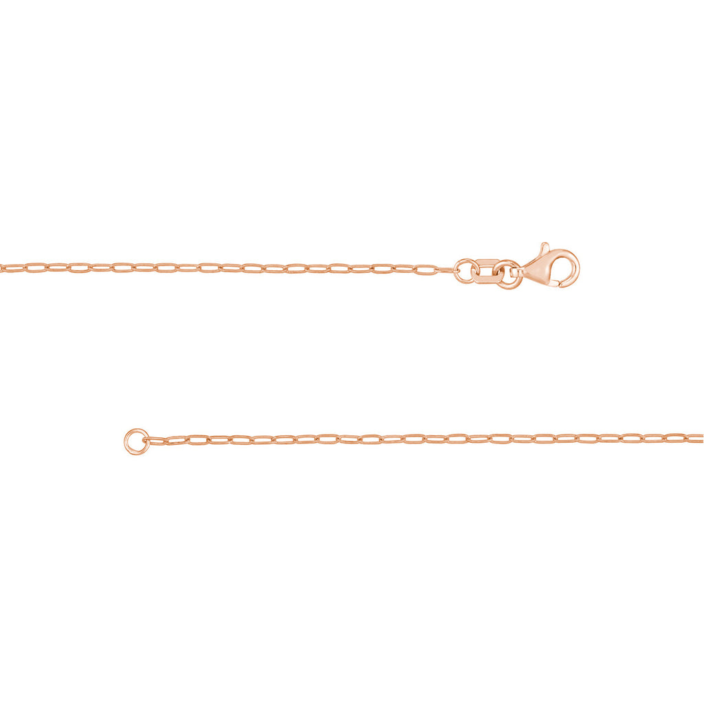Paper Clip Chain 1.25mm 14k Rose Gold with Pear Shape Lobster Lock - Image 2 of 4
