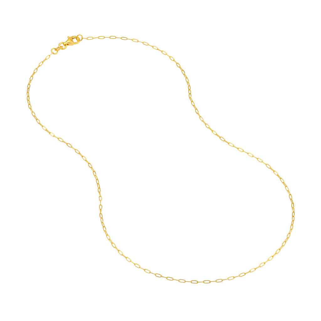 Paper Clip Chain 1.25mm 14k Yellow Gold with Pear Shape Lobster Lock - Image 1 of 5