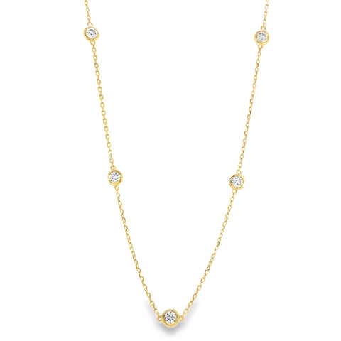 Bezel Set Diamond By the Yard Chain Necklace 18" long in 18 kt Yellow Gold - Image 1 of 3
