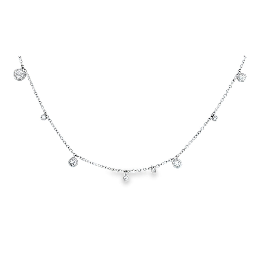 Bezel Set Diamond By the Yard Chain Necklace 18" long in 18 kt White Gold - Image 3 of 6