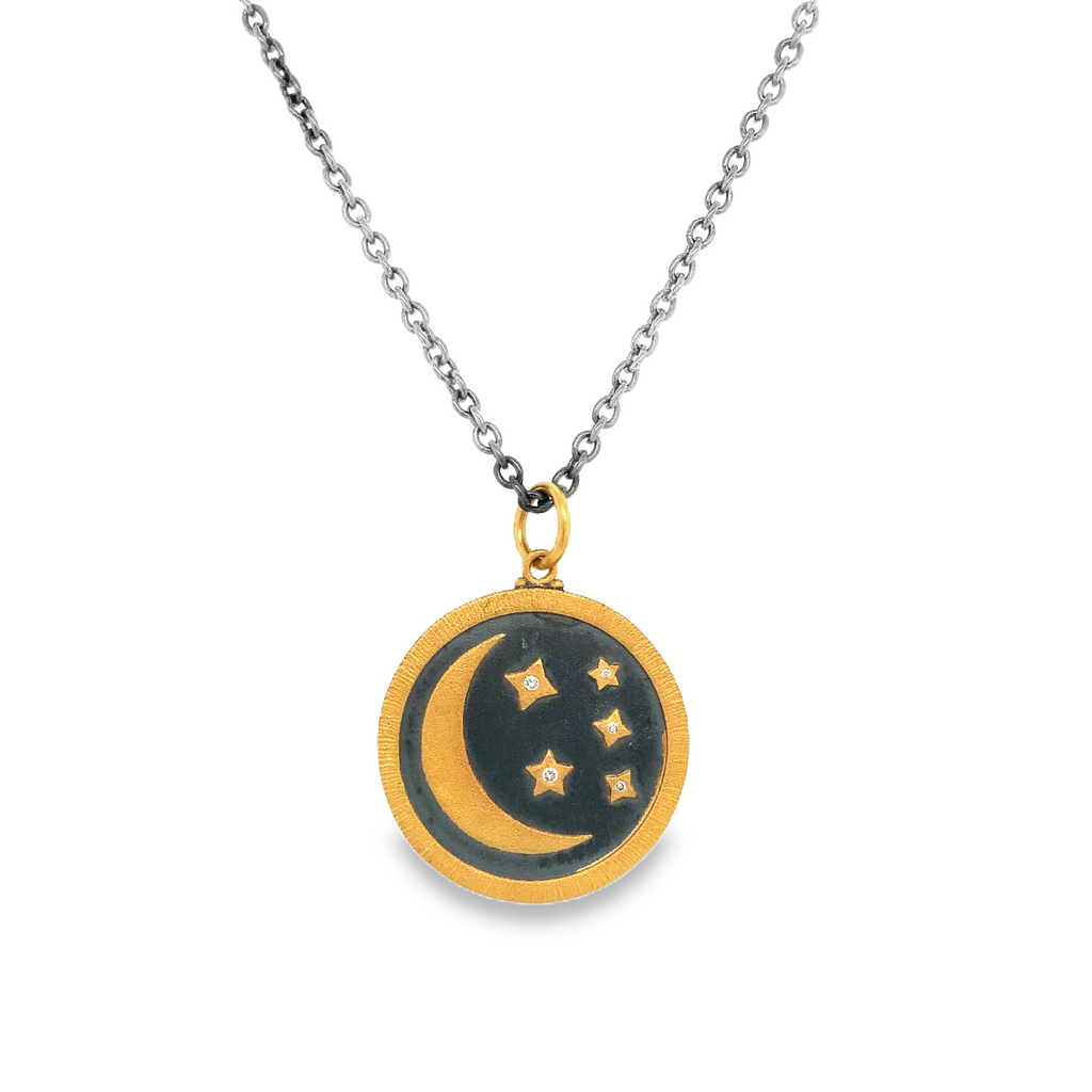 Lika BeharTreasures and Talismans, Yin and Yang MEDALLION Collection with Diamond in 24K Gold and Oxidized Si - Image 1 of 7