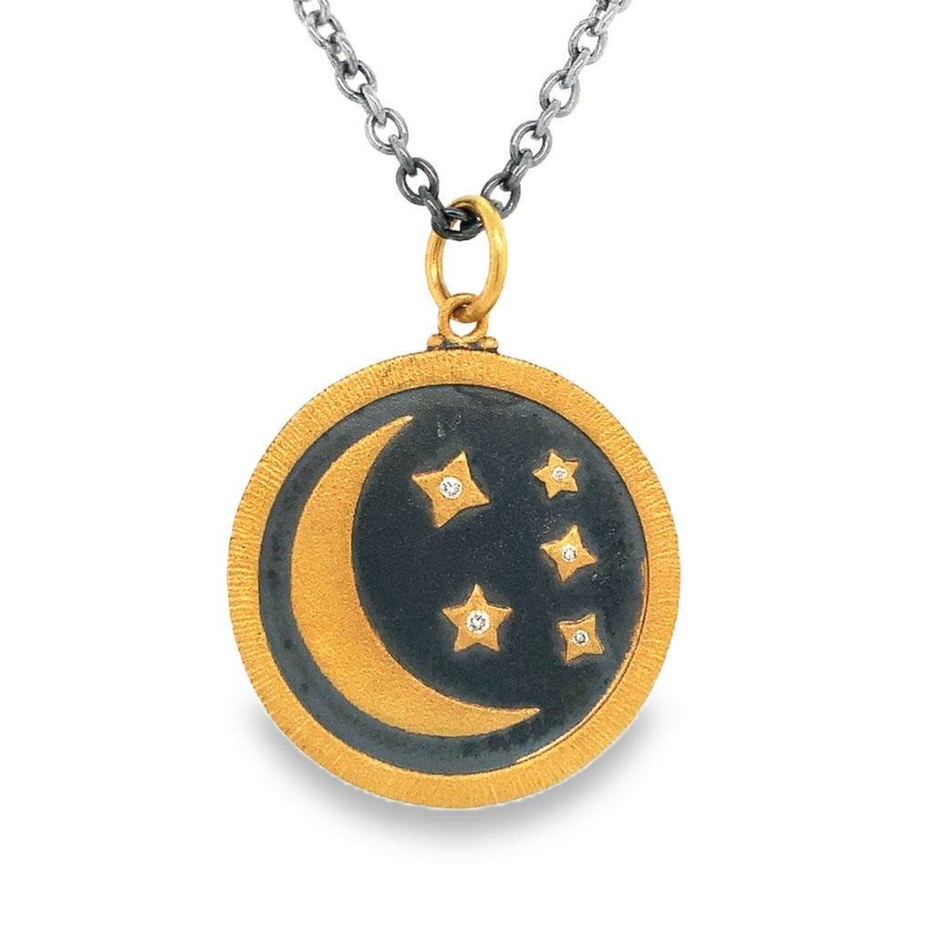 Lika BeharTreasures and Talismans, Yin and Yang MEDALLION Collection with Diamond in 24K Gold and Oxidized Si - Image 7 of 7