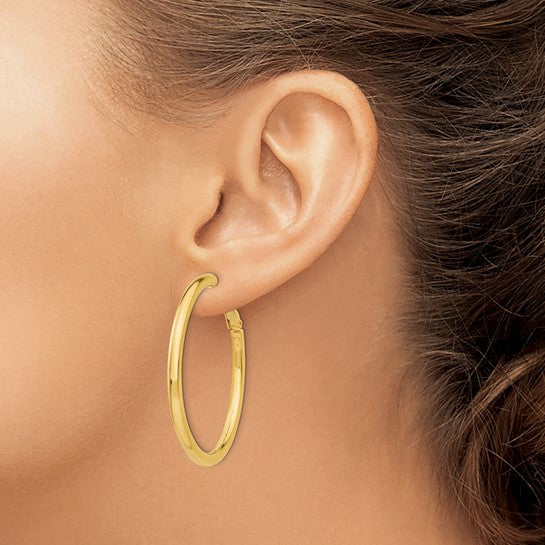 Round 14K Yellow Gold Hoop Earring - Image 3 of 4