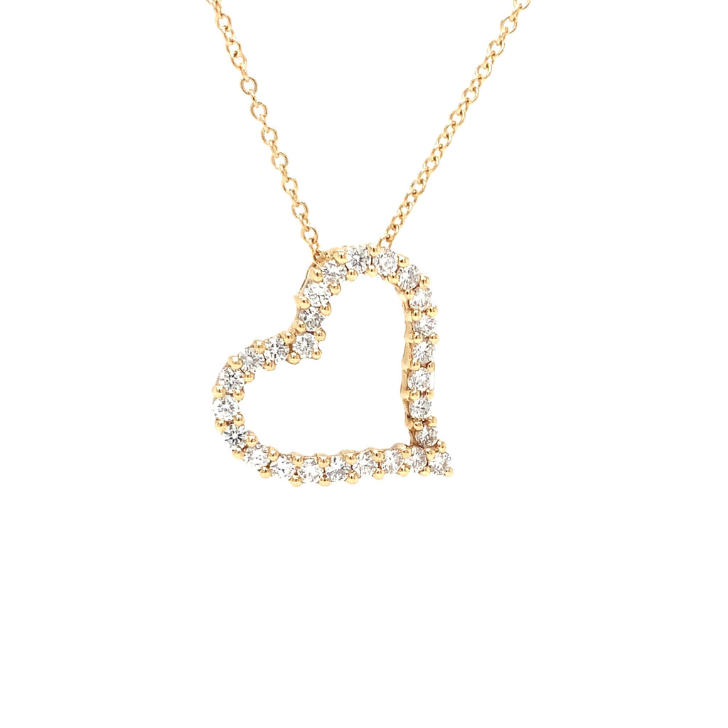 Shared Prong Diamond Open Heart Sideways Pendant 18K YellowGold - Image 5 of 6