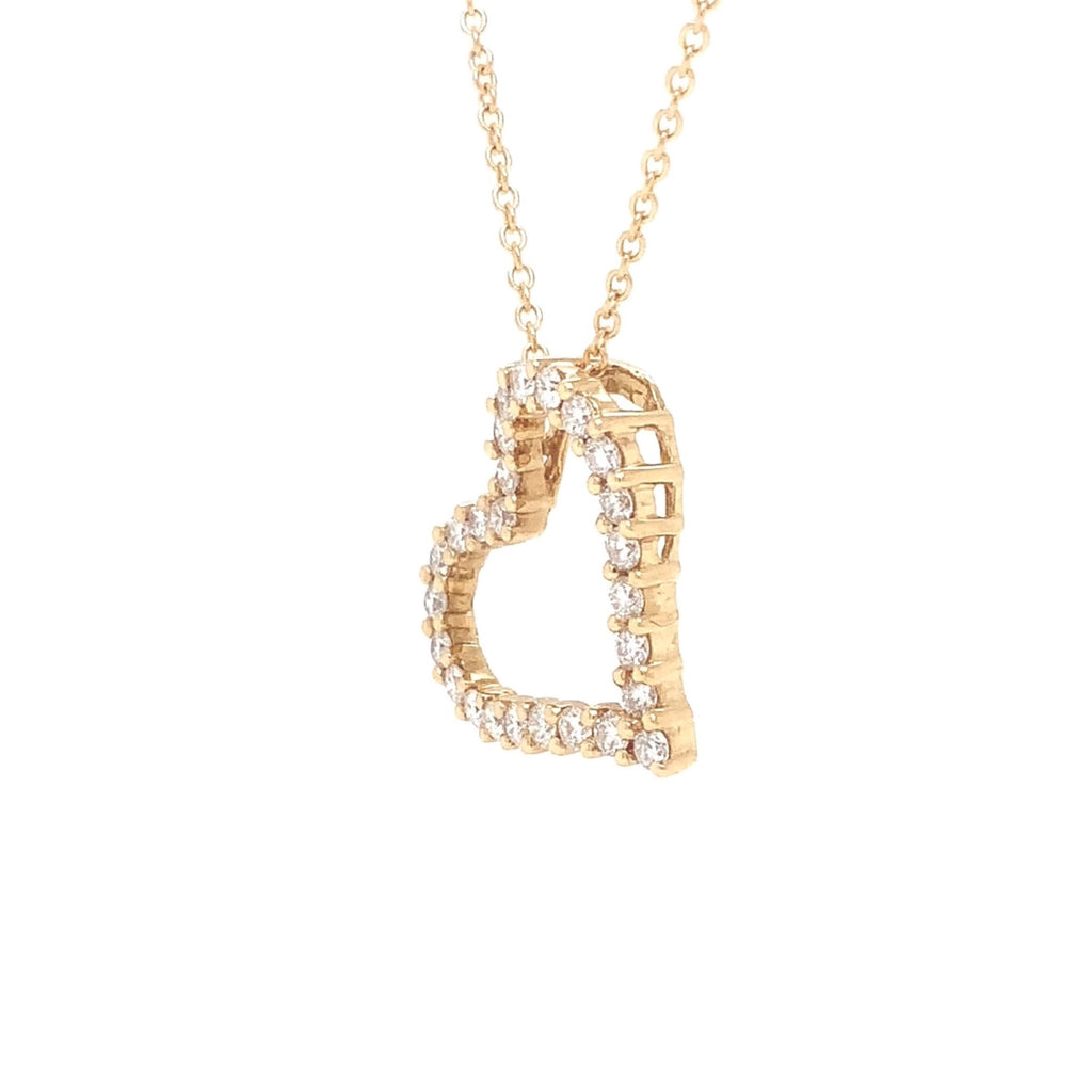 Shared Prong Diamond Open Heart Sideways Pendant 18K YellowGold - Image 4 of 6