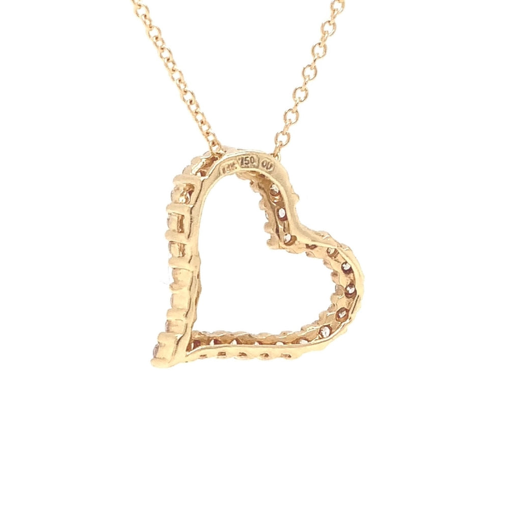 Shared Prong Diamond Open Heart Sideways Pendant 18K YellowGold - Image 2 of 6
