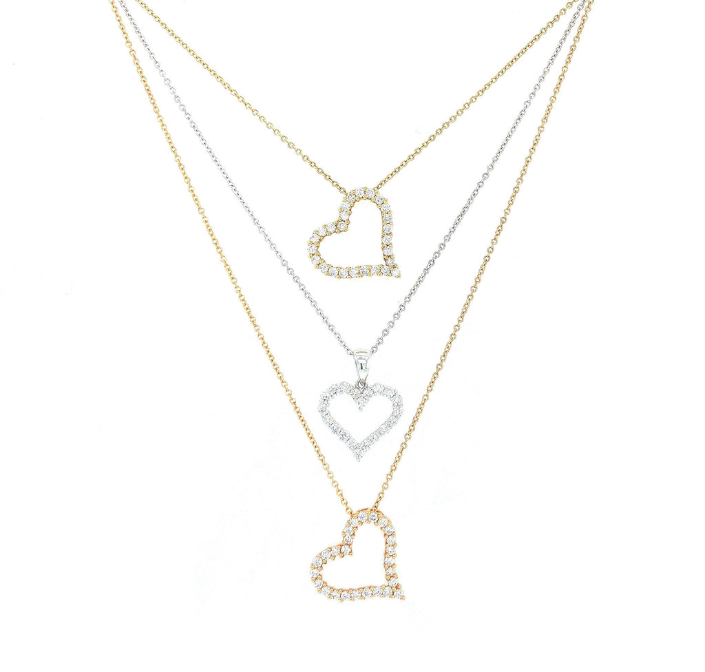 Shared Prong Diamond Open Heart Sideways Pendant 18K YellowGold - Image 3 of 6