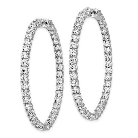 Sterling Silver 3.4mm CZ In and out Hoop Earrings with post and Safety Notch & Lock - Image 1 of 6