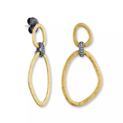 Lika Behar Yin and Yang Collection Reflections Earrings with Diamond set in 24K Fusion and Oxidized Silver - Image 1 of 7