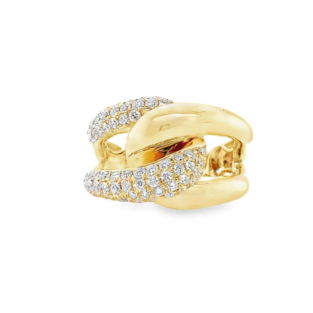 Afarin Collection Pavé Diamond Love Knot Right Hand Ring Set in 18K Yellow Gold - Image 1 of 8