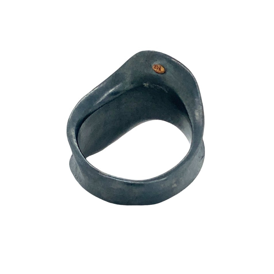 Lika Behar BARK  Wave Collection 24K Gold and Oxidized Silver Diamond Ring - Image 3 of 7