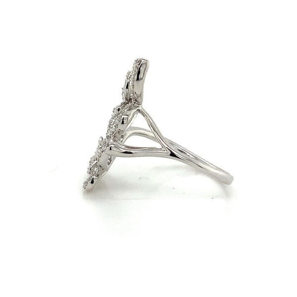 Roman+Jules 2 Butterfly Bypass Right Hand  Diamond Ring Fashioned in 14K White G