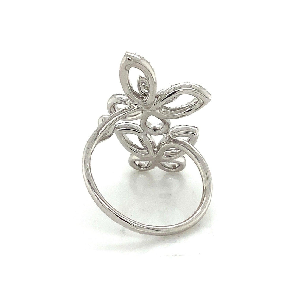 Roman+Jules 2 Butterfly Bypass Right Hand  Diamond Ring Fashioned in 14K White G