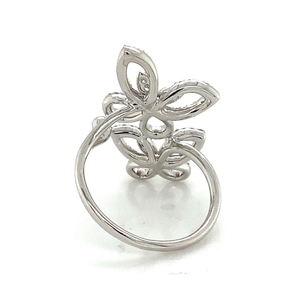 Roman+Jules 2 Butterfly Bypass Right Hand  Diamond Ring Fashioned in 14K White G