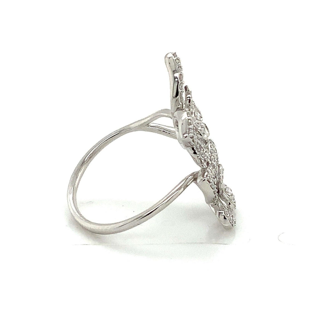 Roman+Jules 2 Butterfly Bypass Right Hand  Diamond Ring Fashioned in 14K White G