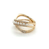 Roman+Jules Bypass Pearl and Diamond Ring set in 14K Yellow Gold