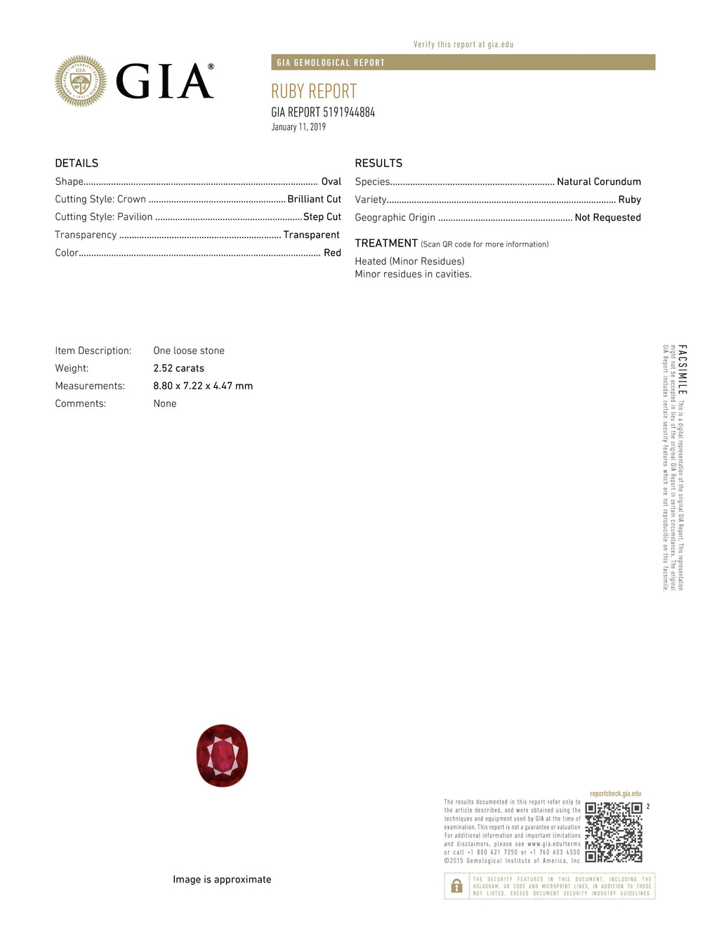 Roman + Jules Classic 2.52ct Gem Quality Red Ruby and Diamond Halo Ring set in 18 Karat White Gold - Image 6 of 7