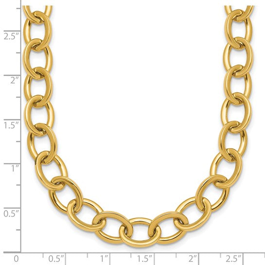 Polished Round Oval Chain Link Necklace in 14K Yellow Gold - Image 3 of 5