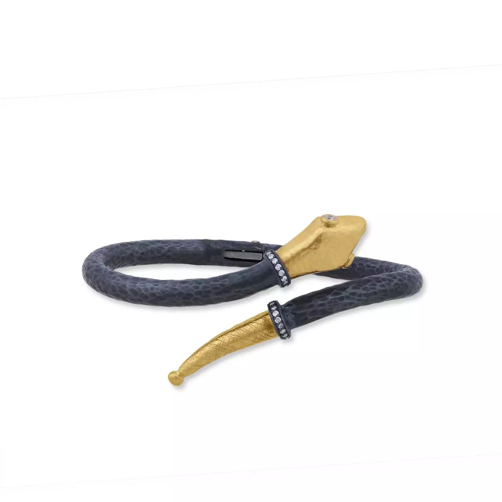 Lika Behar One of a Kind, Yin and Yang Snake Bracelet 24K Fusion Gold & Oxi Silver with Diamond - Image 1 of 8