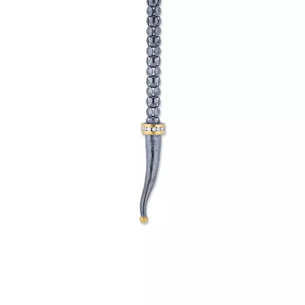 Lika Behar Yin and Yang Snake Collection 24K and Oxidized Silver  Adjustable Lariat Necklace with Diamonds - Image 4 of 6
