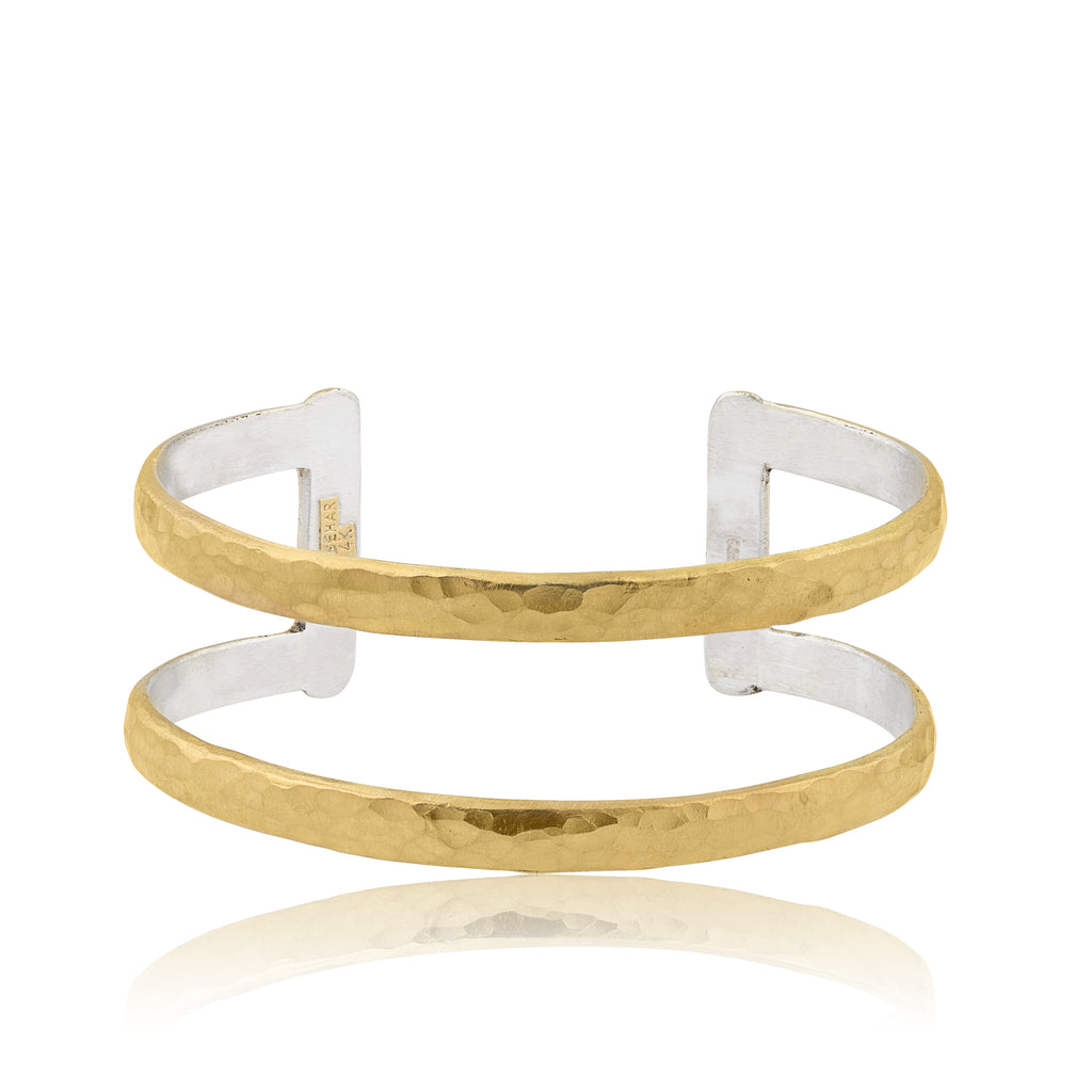 Lika Behar Stockholm Two Tier Open Cuff Bracelet 24K Fusion Gold and Sterling Silver - Image 1 of 9