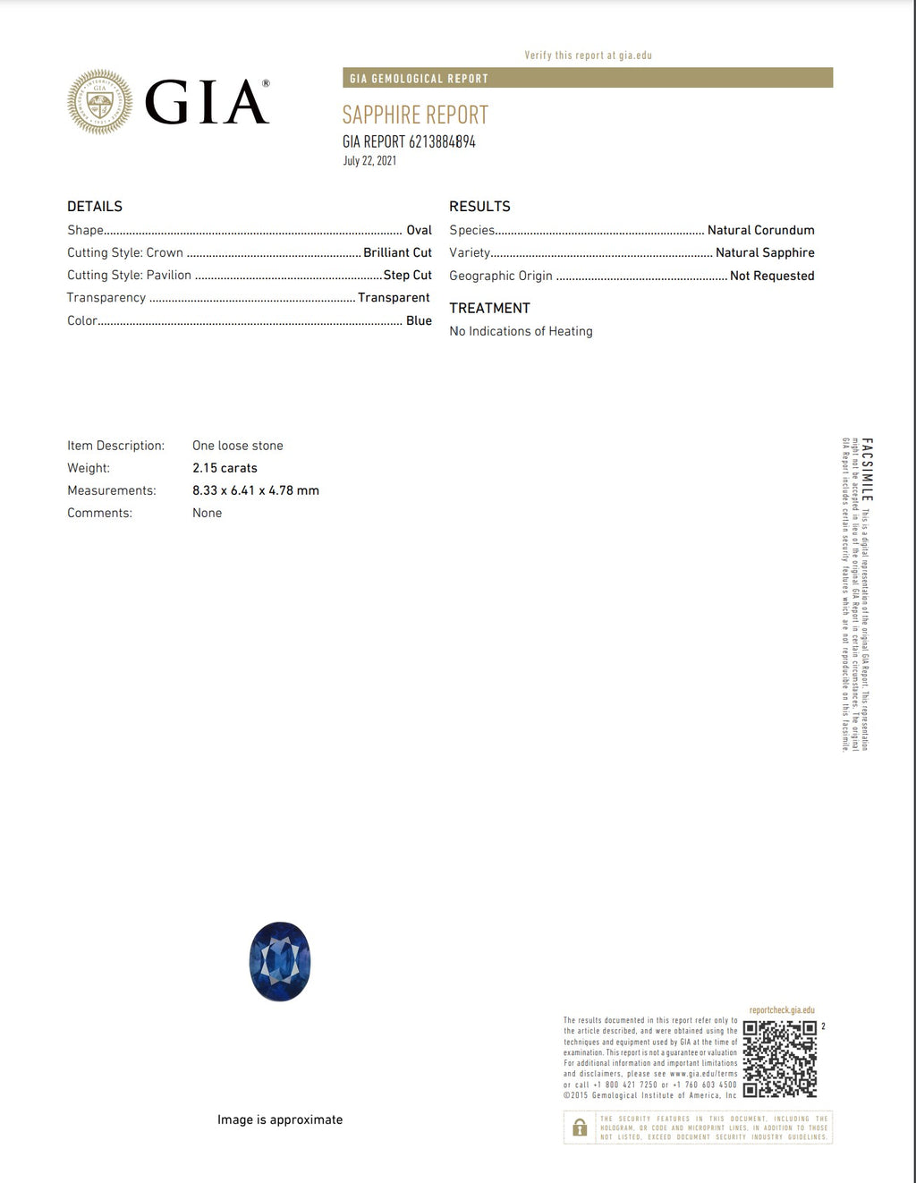 Roman + Jules GIA Certified NO Heat Blue Sapphire and Diamond Necklace Set in 18K White Gold - Image 6 of 6