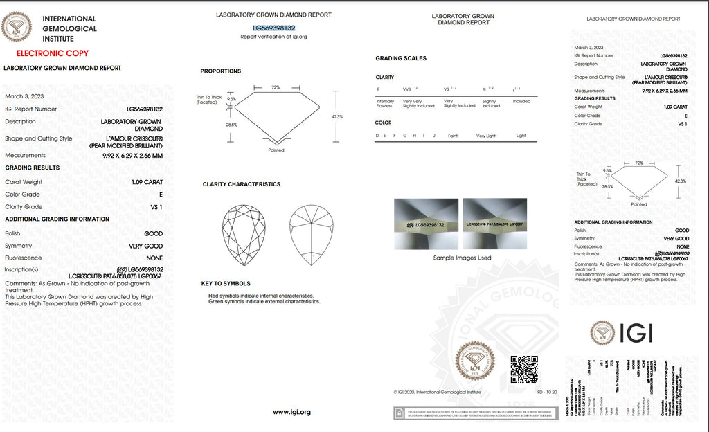 Christopher Designs L'Amour Crisscut® Pear Shape Lab Grown Diamond Drop Earrings set in 14K White Gold - Image 10 of 10