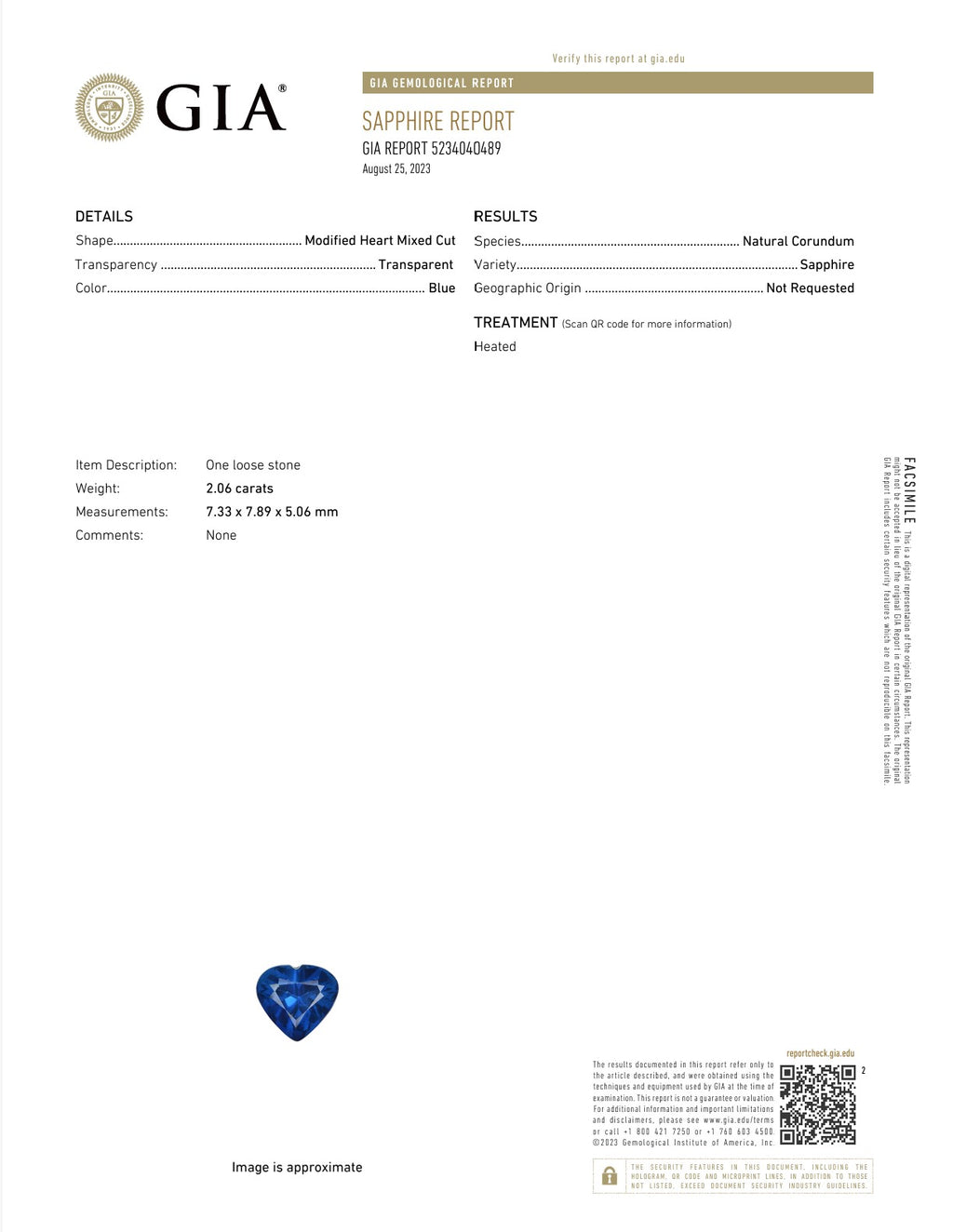 Roman+Jules GIA Certified Heart Shape Blue Sapphire and Diamond Necklace set in 18K White Gold - Image 4 of 7
