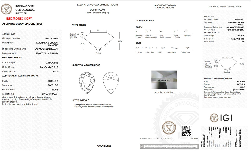 Christopher Designs Crisscut® L'Amore Fancy Cut Lab Grown Blue and White Diamond 7.07 cts Bypass Eternity Rin - Image 6 of 6