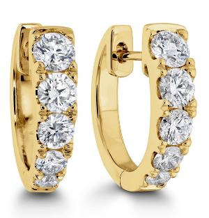 Memoire Graduated Round Brilliant Cut Diamond 1 ct. Huggie Earrings - Image 1 of 4