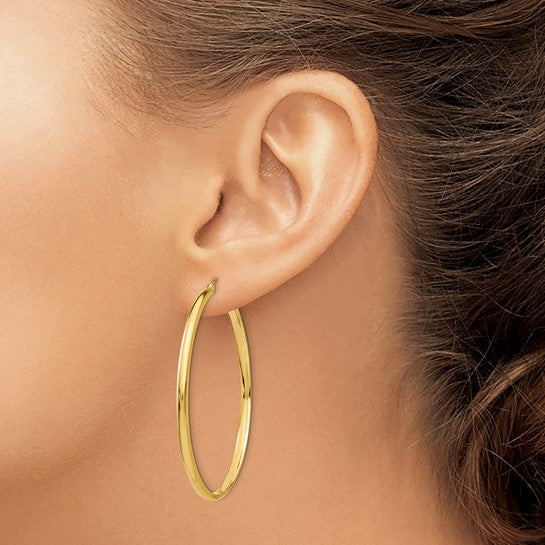 Round 14K Yellow Gold Hoop Earrings - Image 3 of 4