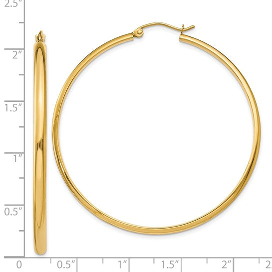 Round 14K Yellow Gold Hoop Earrings - Image 2 of 4