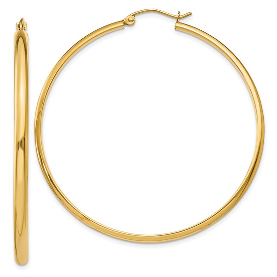 Round 14K Yellow Gold Hoop Earrings - Image 4 of 4