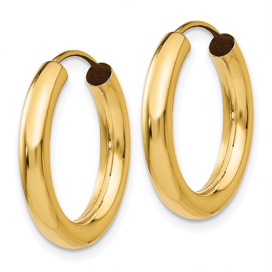 Polished Round Endless Tube Hoop Earrings in 14K Yellow Gold - Image 2 of 4