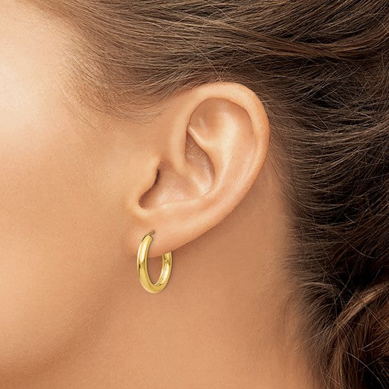Polished Round Endless Tube Hoop Earrings in 14K Yellow Gold - Image 3 of 4