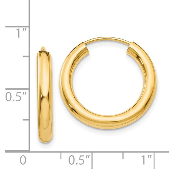 Polished Round Endless Tube Hoop Earrings in 14K Yellow Gold - Image 4 of 4