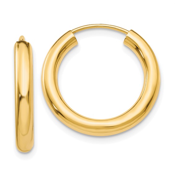 Polished Round Endless Tube Hoop Earrings in 14K Yellow Gold - Image 1 of 4