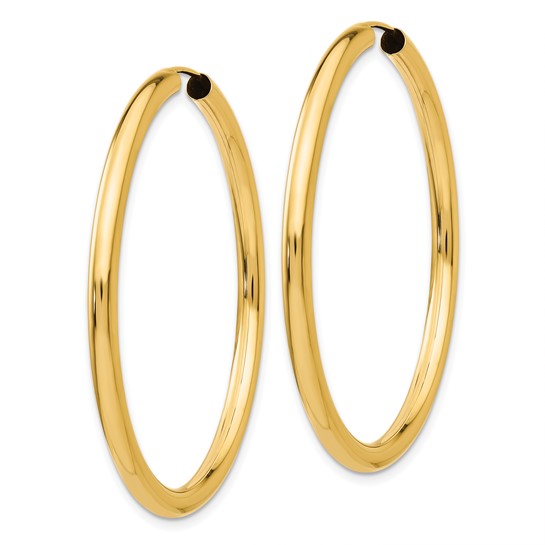 Polished Round Endless Tube Hoop Earrings in 14K Yellow Gold - Image 2 of 4