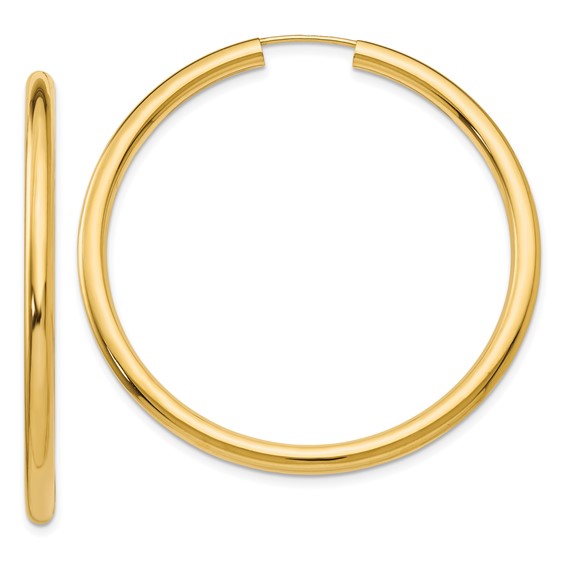 Polished Round Endless Tube Hoop Earrings in 14K Yellow Gold - Image 1 of 4