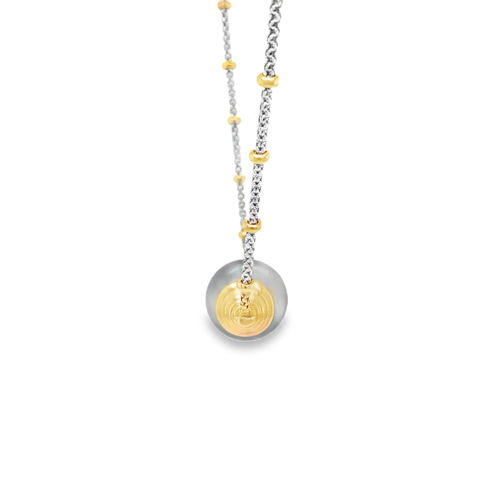 South Sea Black Tahitian Pearl Set in 18K Two Tone Gold - Image 4 of 5