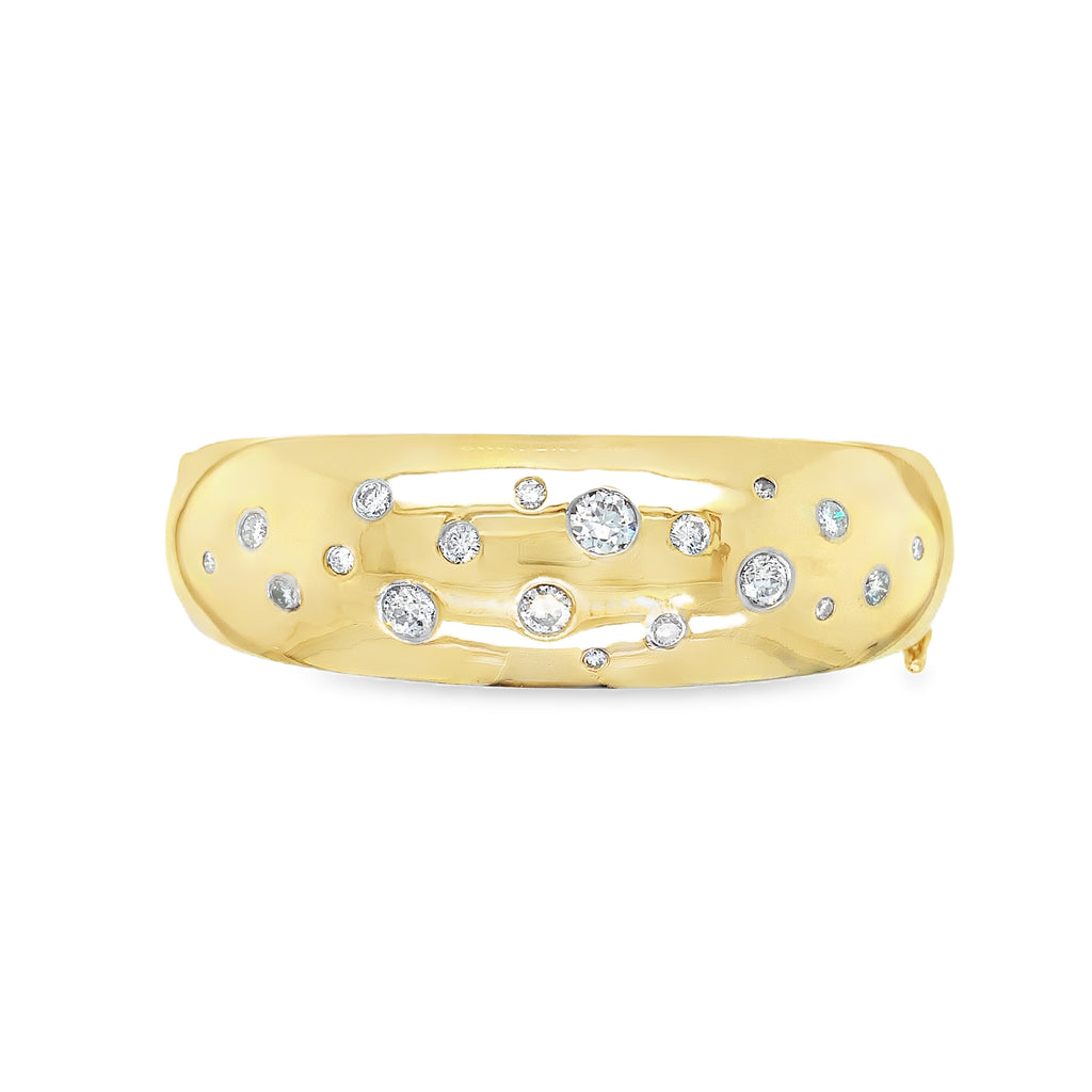 One of  Kind Vintage Heavy 18 kt yellow Gold Handmade Italian Diamond Bangle Bracelet - Image 10 of 10