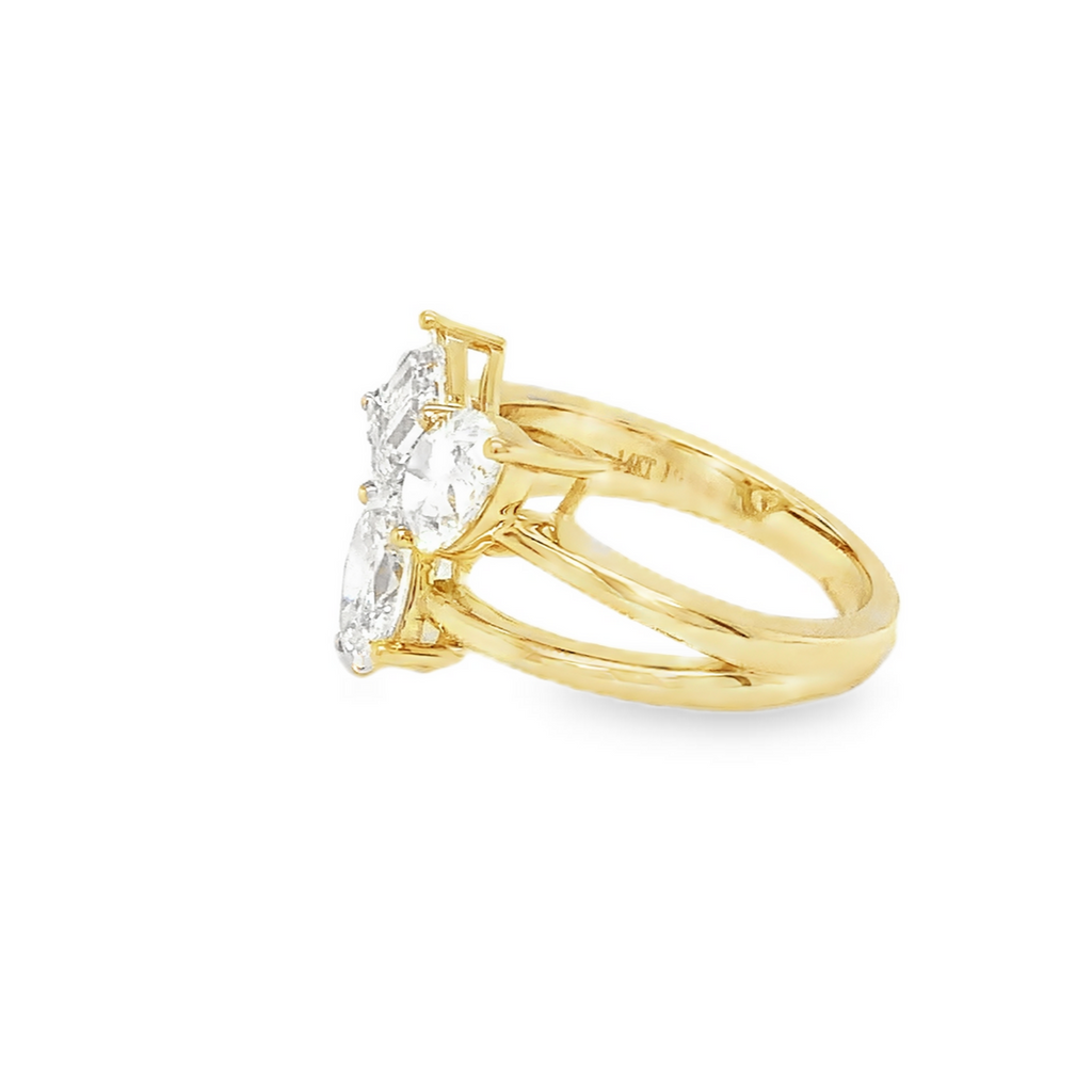 Three Stone "Trois et Moi" Multi Shape Cluster Lab Grown Diamond Ring set in 14K Yellow Gold - Image 2 of 12