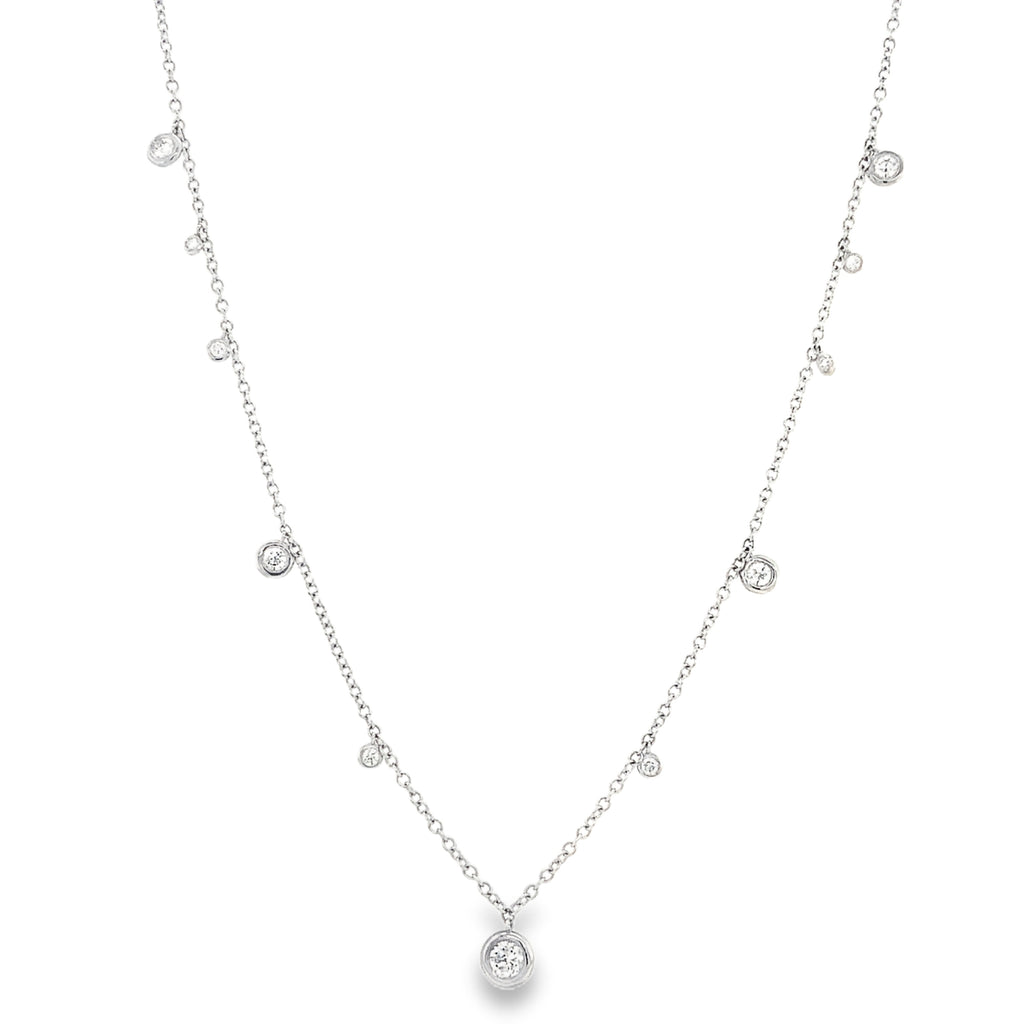 Bezel Set Diamond By the Yard Chain Necklace 18" long in 18 kt White Gold - Image 1 of 6