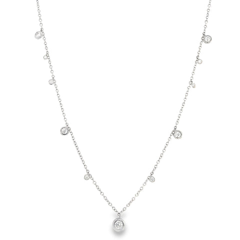Bezel Set Diamond By the Yard Chain Necklace 18" long in 18 kt White Gold - Image 1 of 6