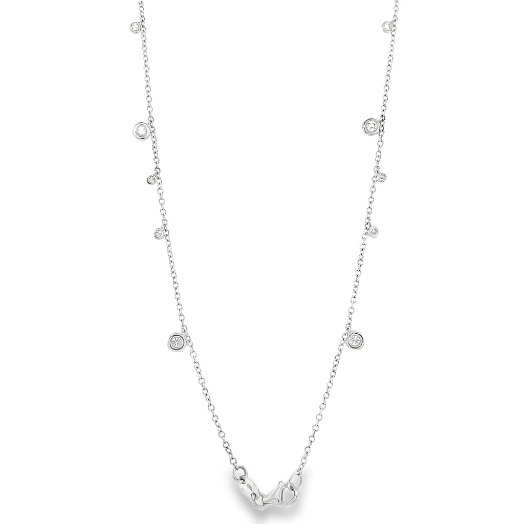 Bezel Set Diamond By the Yard Chain Necklace 18" long in 18 kt White Gold - Image 2 of 6